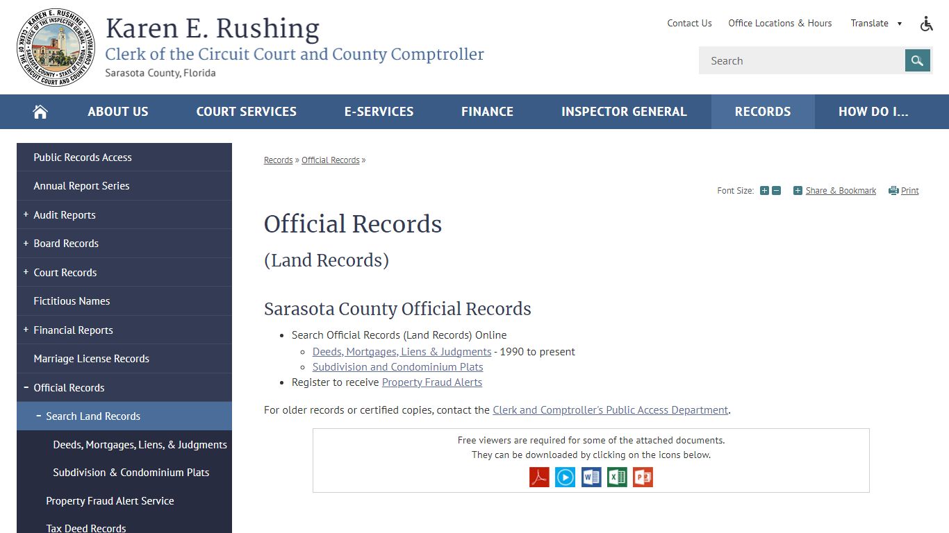Official Records | Sarasota Clerk and Comptroller