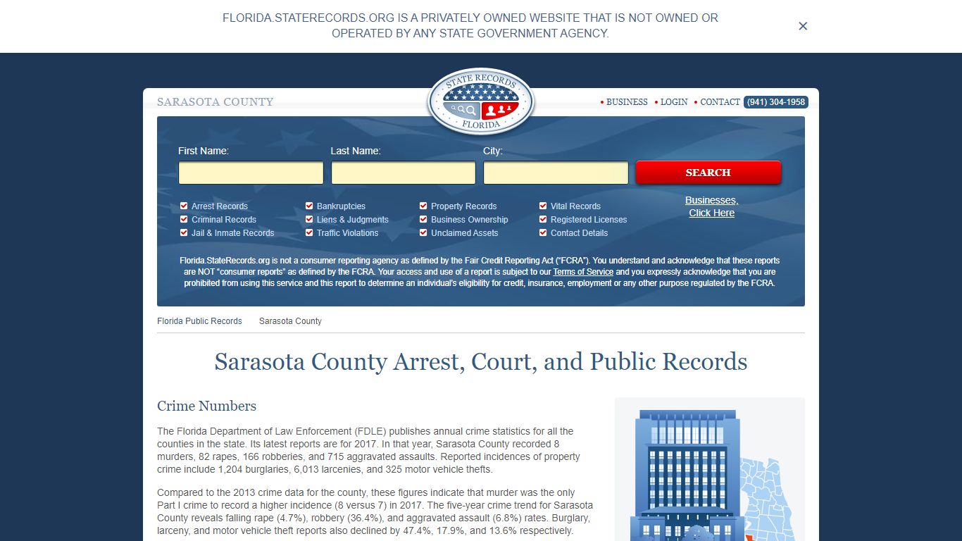 Sarasota County Arrest, Court, and Public Records
